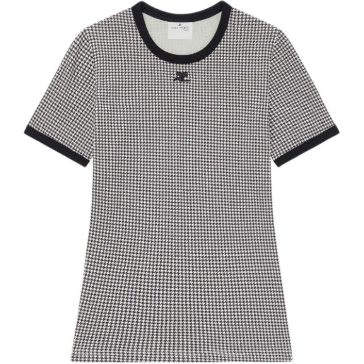 COURREGES FW24 CONTRAST HOUNDSTOOTH T-SHIRT T Houndstooth White Black