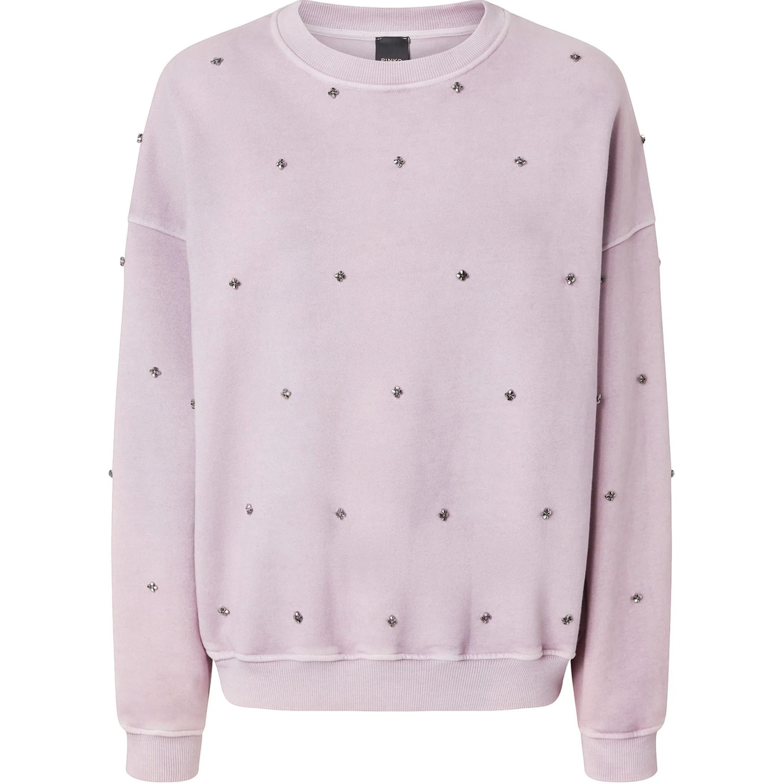 PINKO SS24 Applique Crewneck Sweatshirt Pink