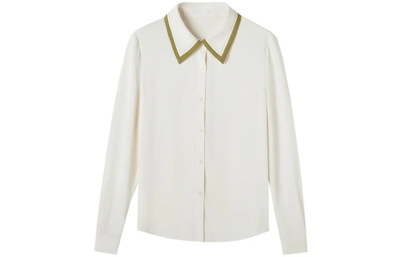 【dme】 纯色休闲长袖衬衫 女款 米白