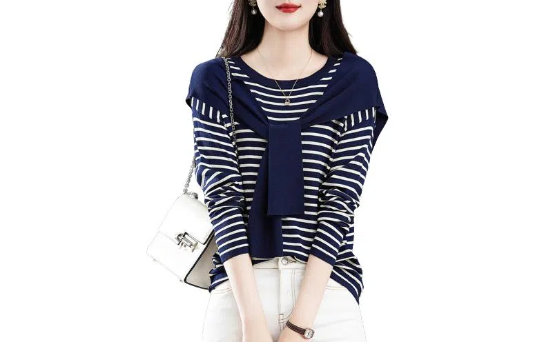 【dme】 假两件圆领长袖针织衫 女款