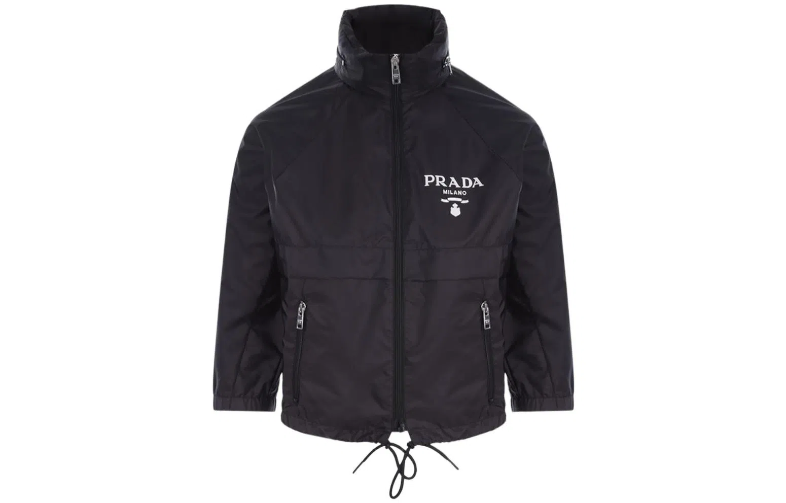 PRADA SS22 Logo Zip Hoodie Jacket Black