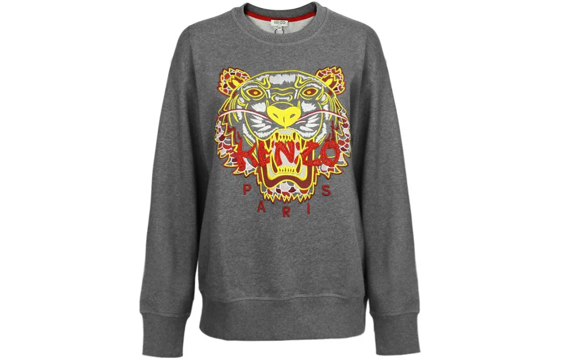 KENZO Tiger Embroidered Crewneck Sweatshirt Grey