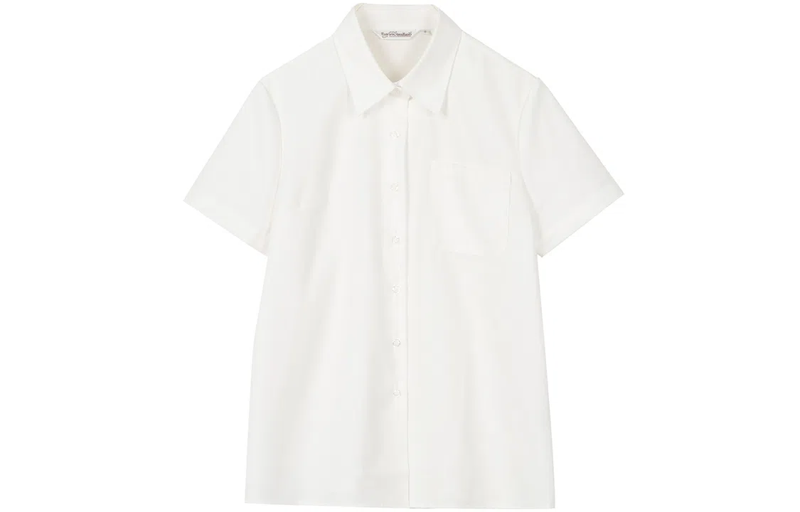 东鲸岁时记 纯色制服短袖衬衫 女款 白色