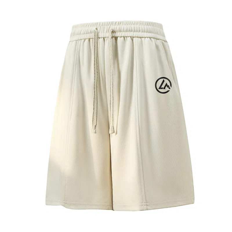 兰缪 日系简约基础款日常通勤舒适透气亲肤柔软美式复古百搭中腰宽松系带纯色适中五分休闲短裤 男女同款