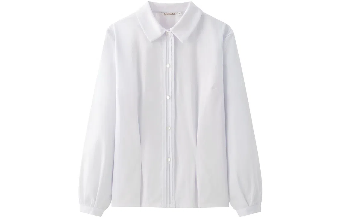 东鲸岁时记 纯色翻领单排扣长袖 紫川附中衬衫 女款