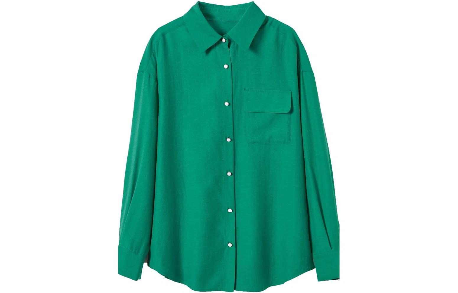 【dme】 纯色胸前口袋单排扣尖领长袖衬衫 女款