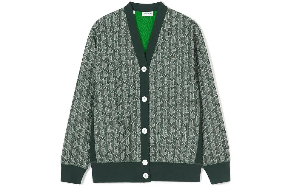 Lacoste V-Neck Knit Cardigan Green
