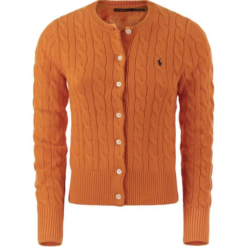 Polo Ralph Lauren Logo Crewneck Cardigan Orange