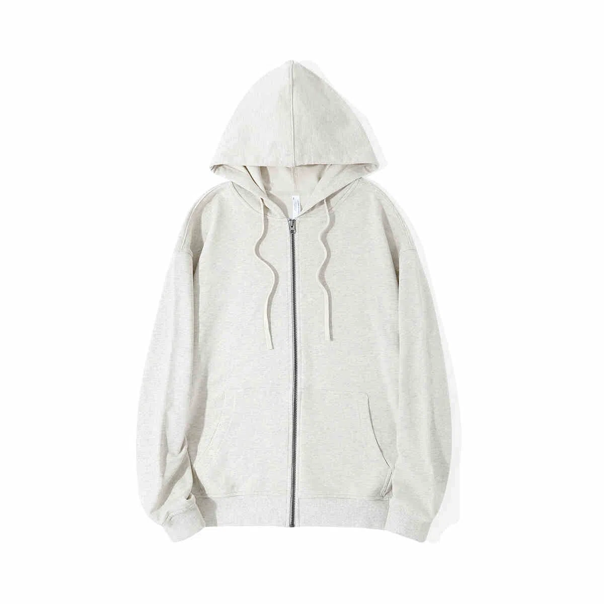 重磅基础 纯色连帽拉链宽松百搭落肩长袖卫衣 女款