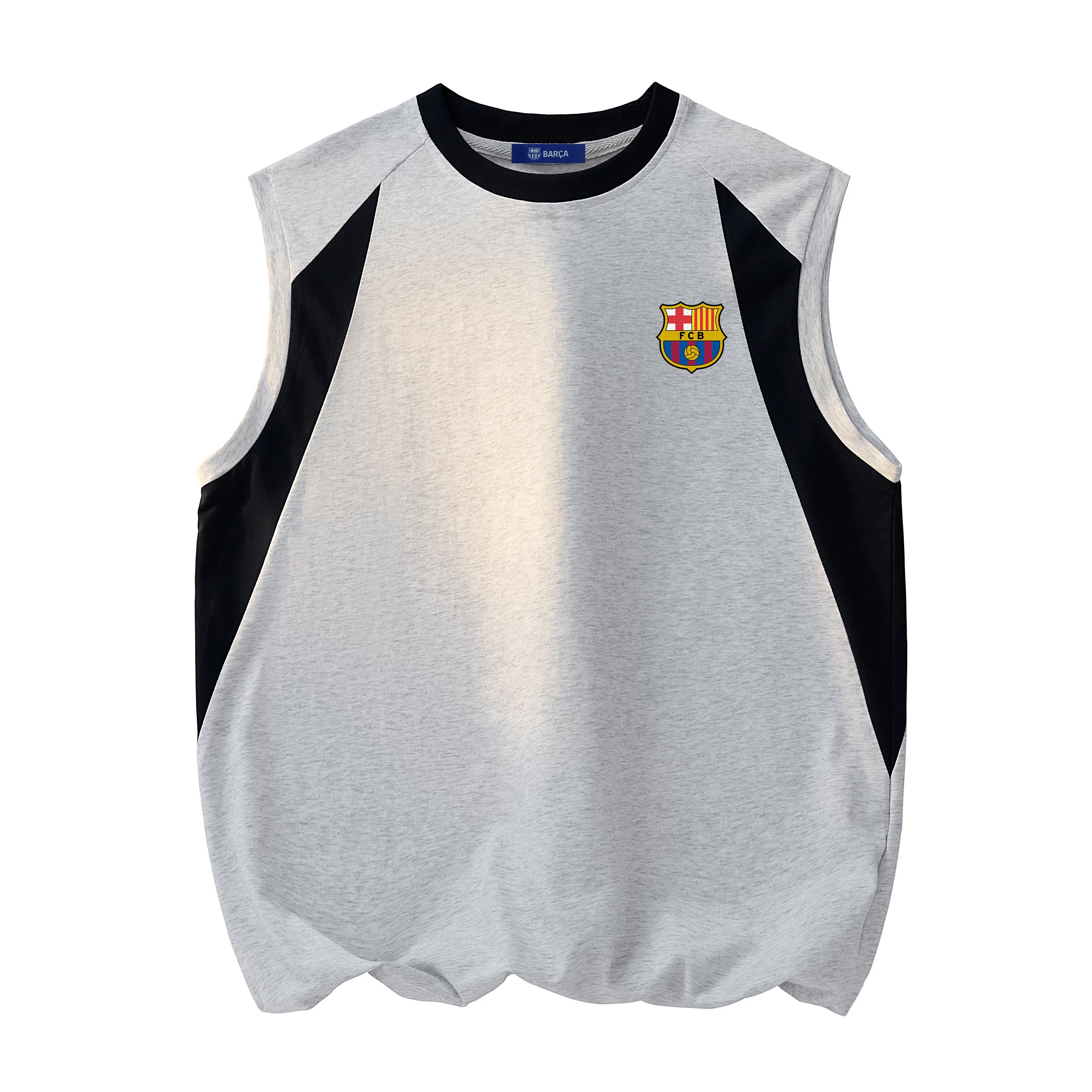巴塞罗那足球俱乐部 美式复古简约基础款圆领套头透气吸汗运动宽松休闲百搭无袖背心 男女同款