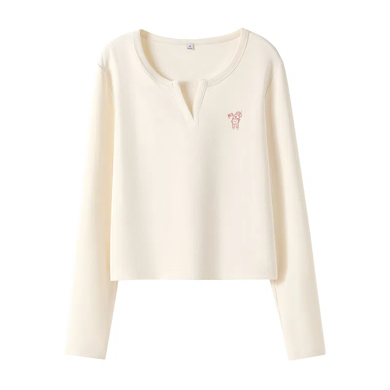 MJ STYLE Slim V-Neck Long Sleeve Tee