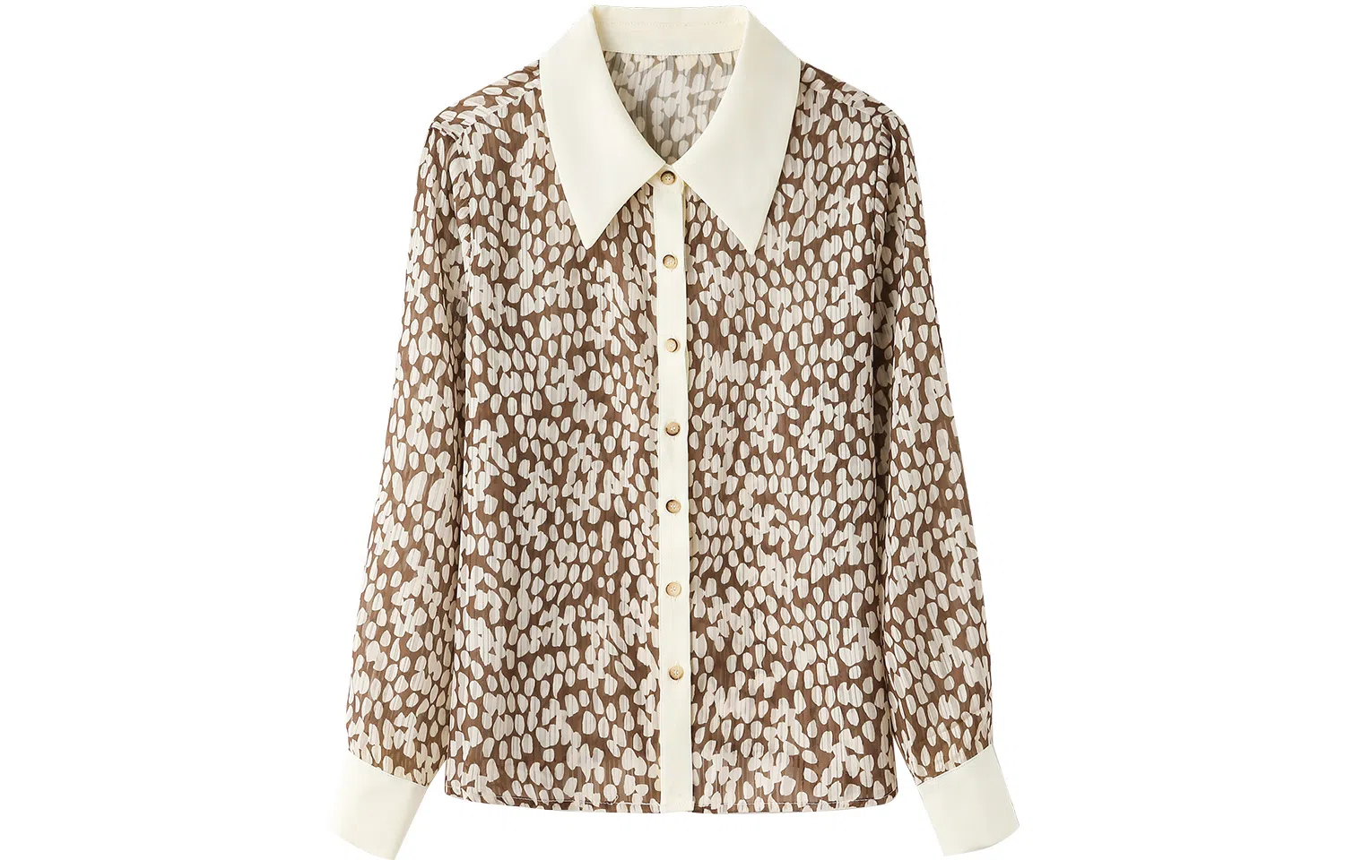 恒源祥 波点印花长袖衬衫 女款 咖色