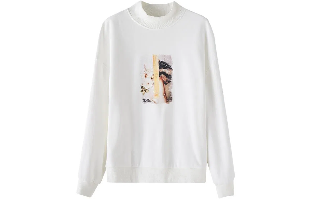 【dme】 纯色半高领印花休闲长袖卫衣 女款