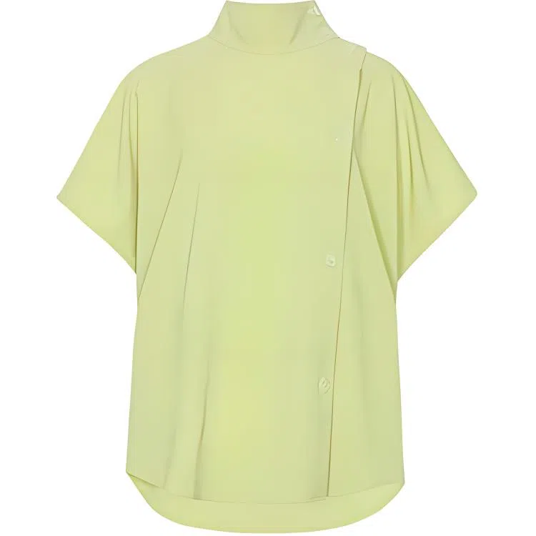 美洋 立领纯色短袖衬衫 女款 橄榄绿