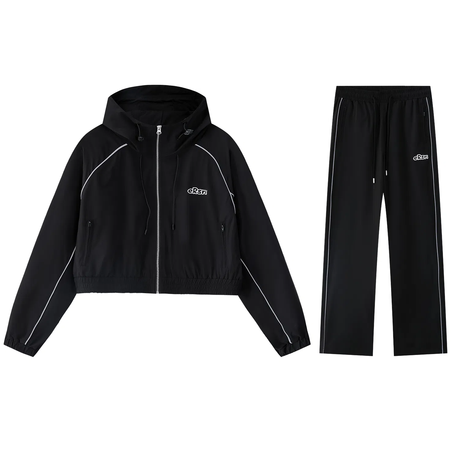 ER Letter Reflective Hoodie and Pants Set