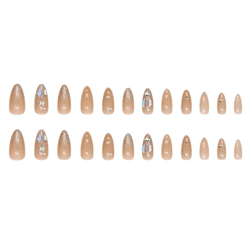 馨枕居 极光方钻  穿戴甲 杏仁爆闪碎片晕染 纯欲