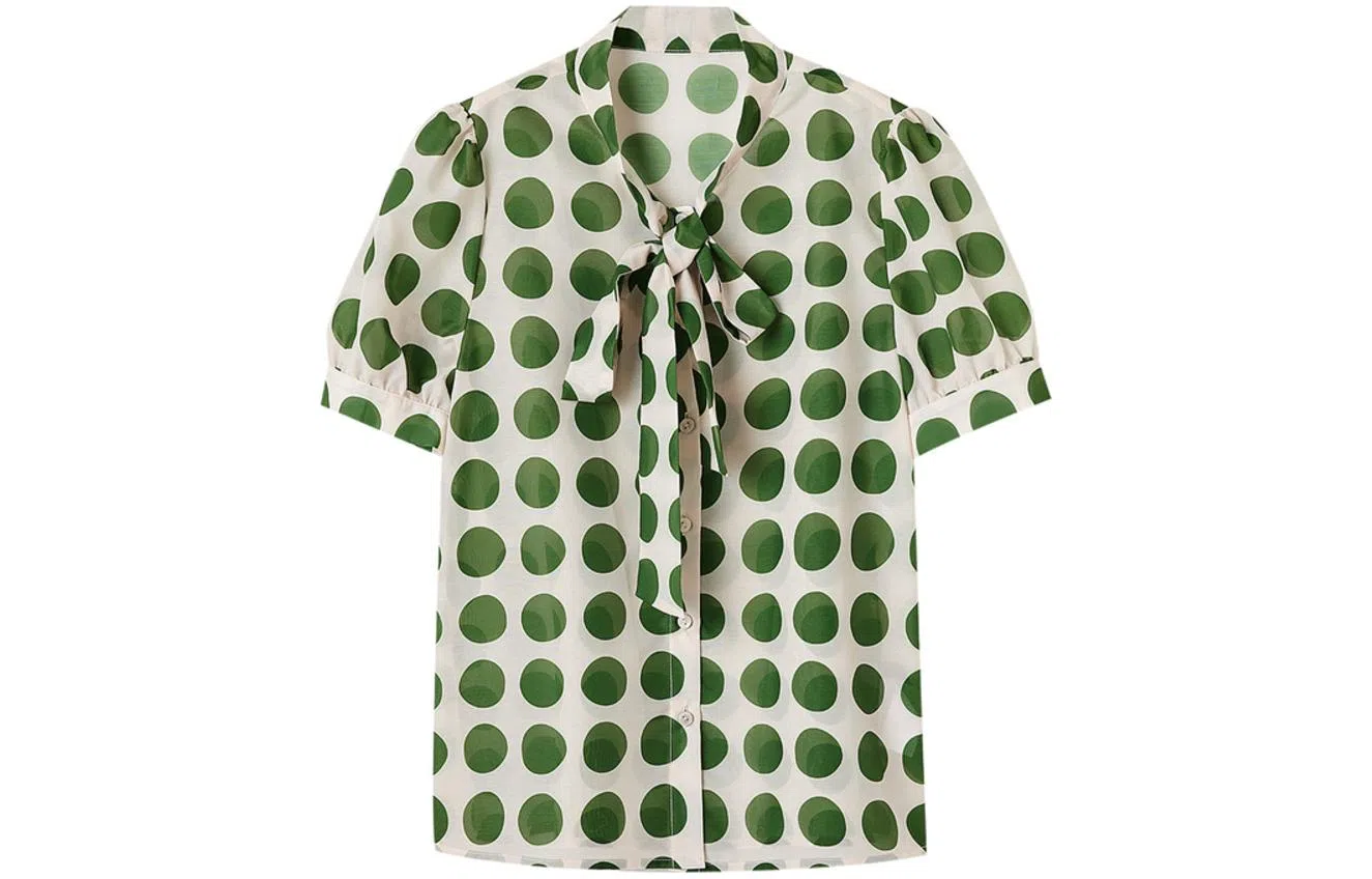【dme】 波点印花短袖衬衫 女款 绿色