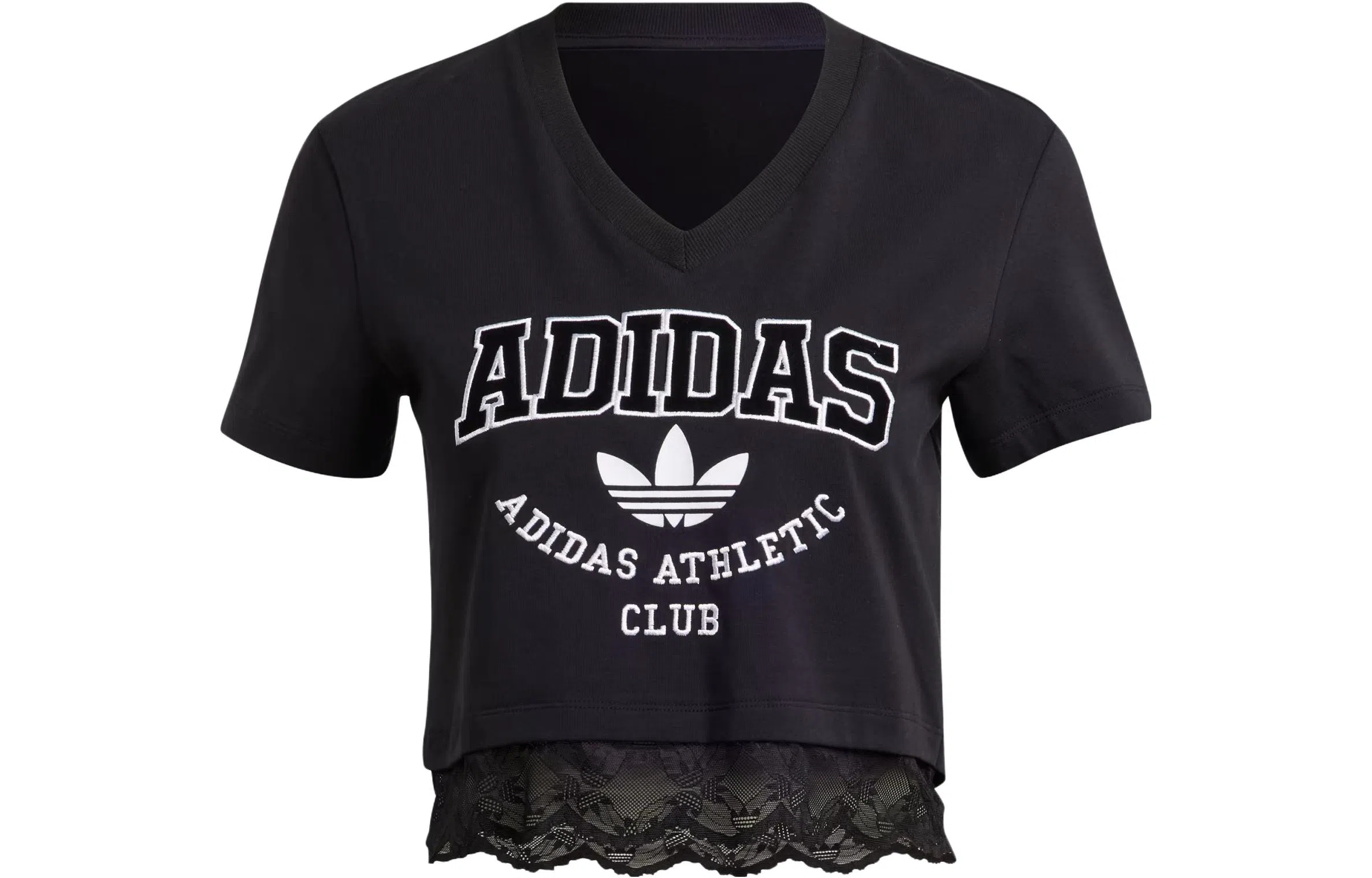 adidas originals Cropped Lace Trim Tee LogoVT