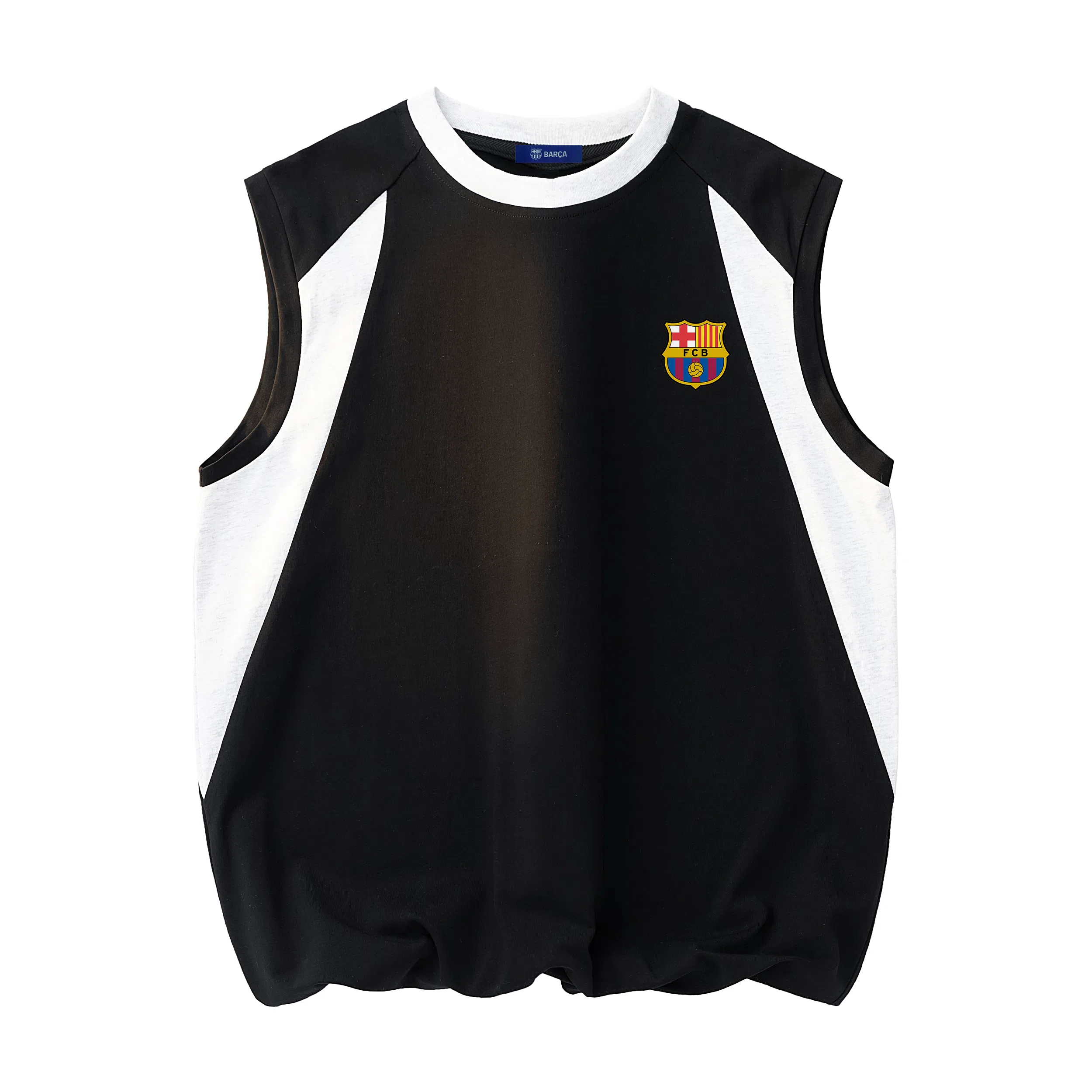 巴塞罗那足球俱乐部 美式复古简约基础款圆领套头透气吸汗运动宽松休闲百搭无袖背心 男女同款