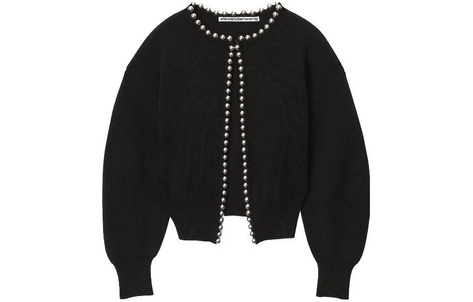 Alexander Wang Chain Trim Cardigan Black