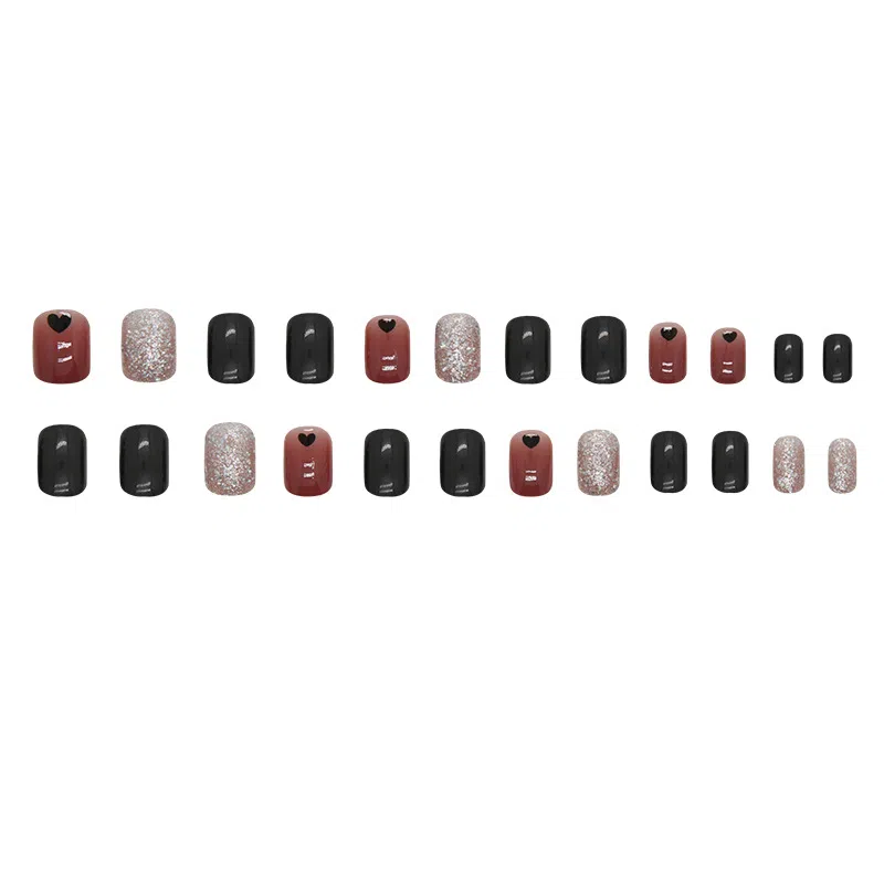 馨枕居 爆闪爱心  穿戴甲 短梯黑色跳色