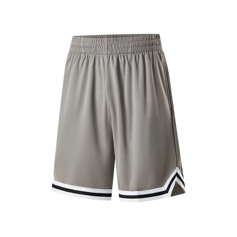 匹克 针织四分裤男比赛训练运动裤健身跑步篮球裤 男款 浅灰