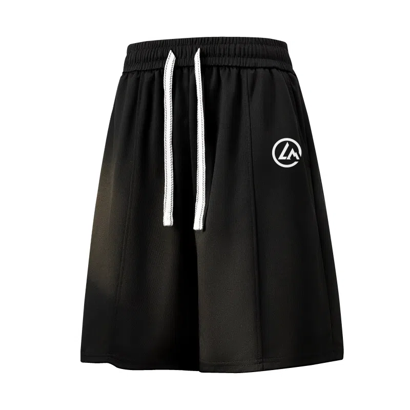 兰缪 日系简约基础款日常通勤舒适透气亲肤柔软美式复古百搭中腰宽松系带纯色适中五分休闲短裤 男女同款