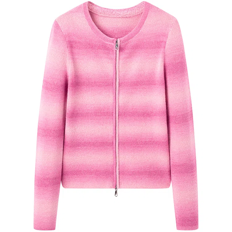 太平鸟 渐变条纹线开衫短款针织衫 女款