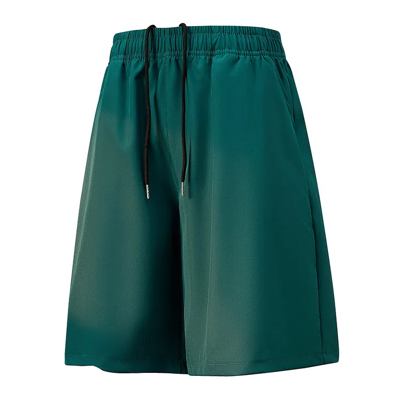 兰缪 美式复古纯色高街风基础款山系户外跑步骑行健身日常柔软通勤亲肤舒适透气运动裤系带宽松冰丝凉感速干五分裤休闲短裤 男女同款