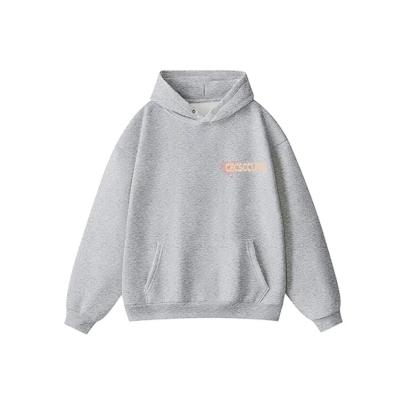 草本初色 无性别主义设计蜘蛛网字母印花舒适宽松套头通勤连帽卫衣 男女同款