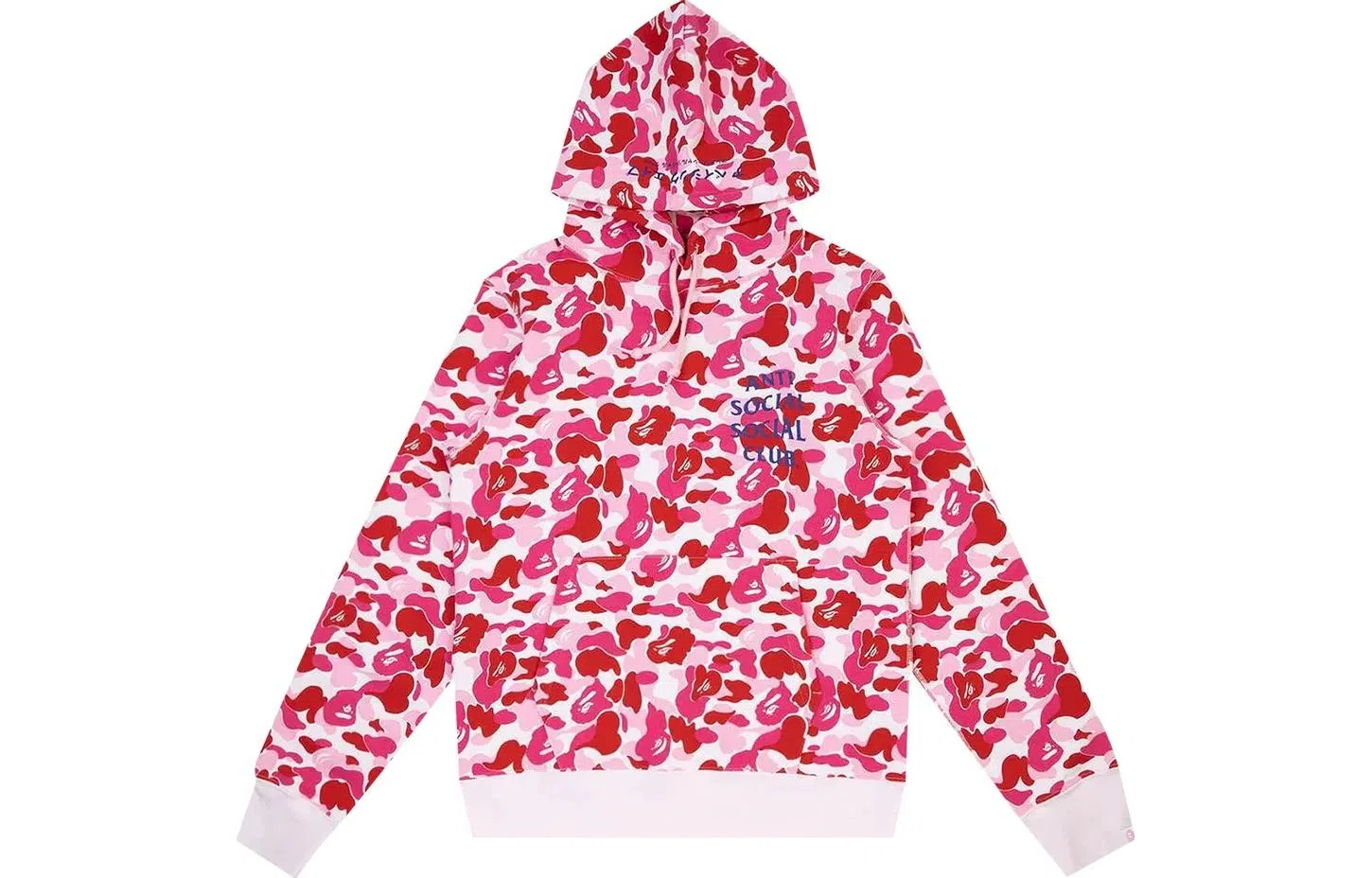 A BATHING APE BAPE Camo Letter Print Hoodie Pink
