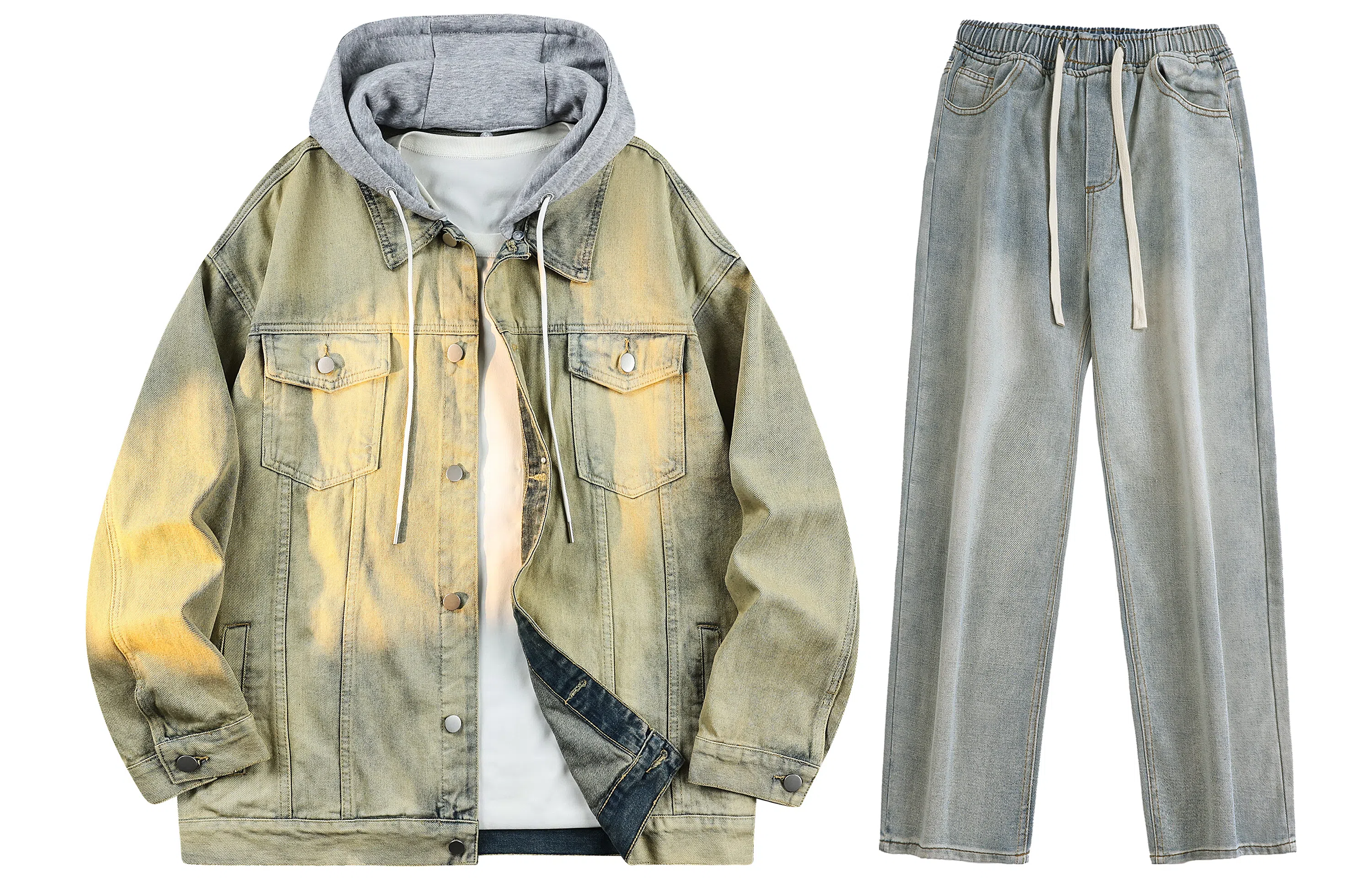 A.X.S.K Vintage Detachable Hood Jacket Set