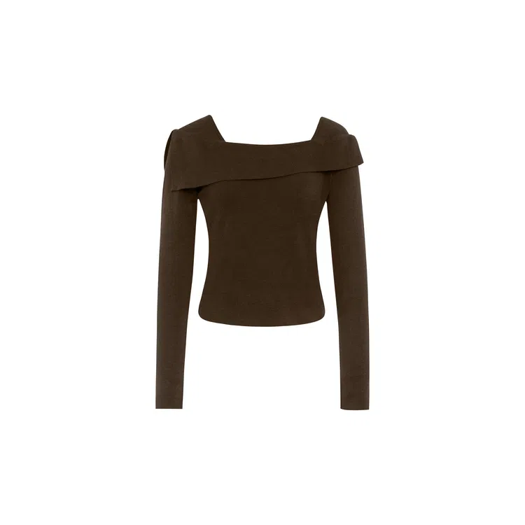 美洋 纯色方领短款修身长袖针织衫 女款