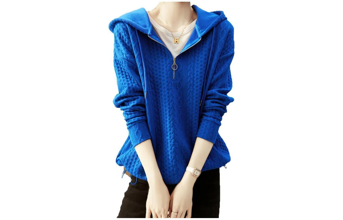 【dme】 连帽半拉链长袖卫衣 女款