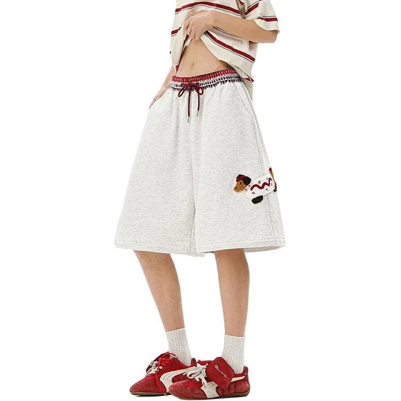 PANDA ADEVIL Sausage Dog Embroidered Shorts