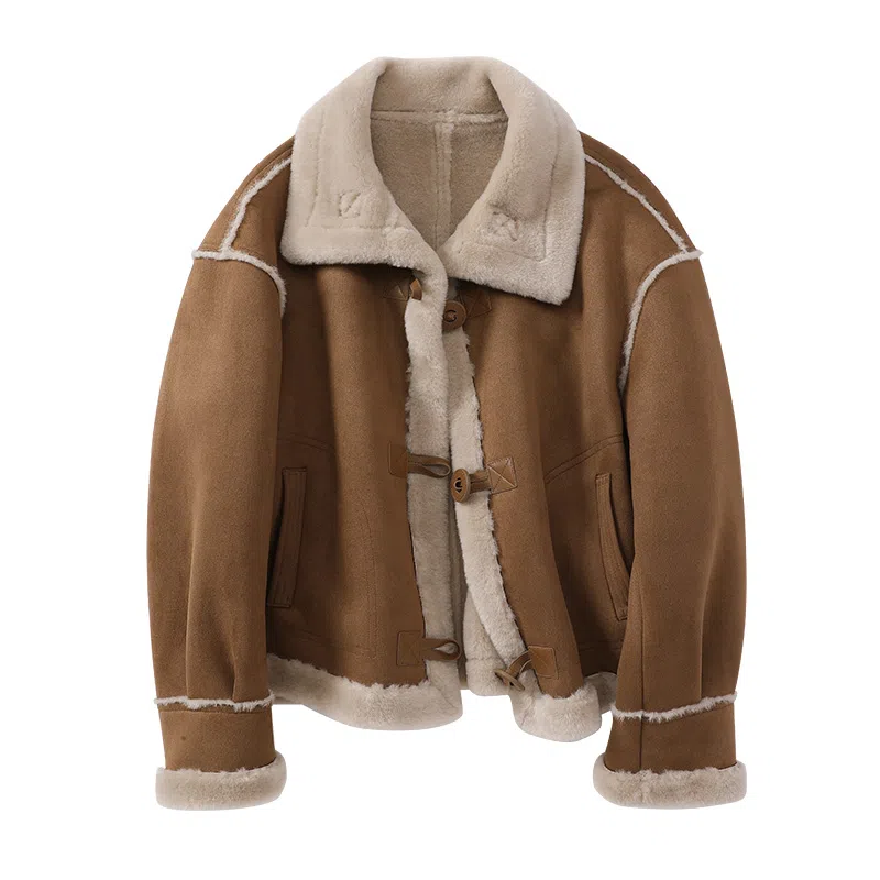 XIANGYING Solid Color Lapel Jacket