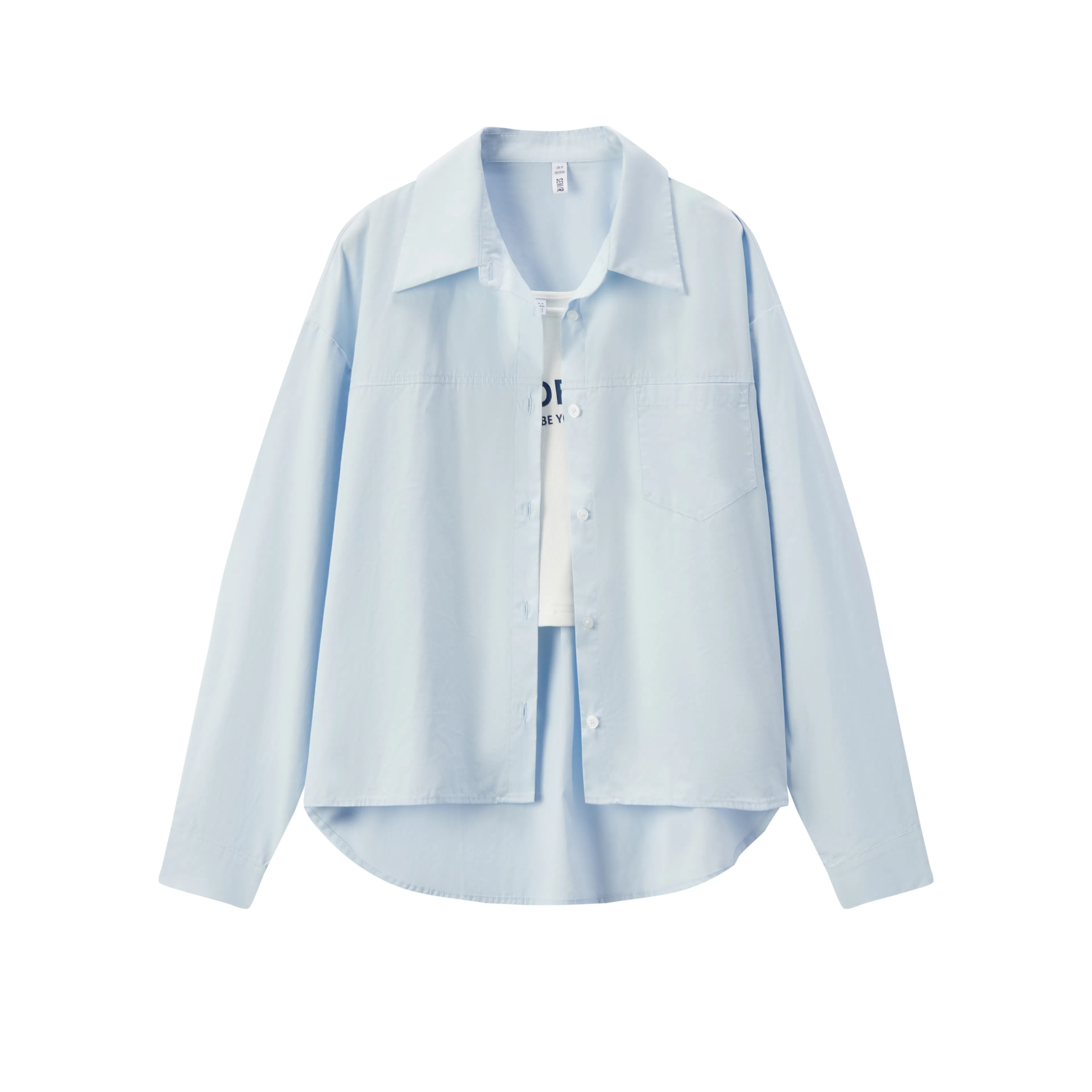 森马 宽松字母纽扣宽松纯色长袖衬衫 女款