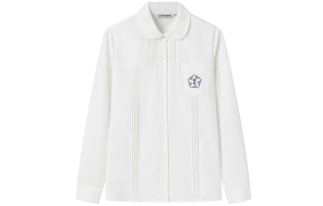 东鲸岁时记 刺绣单排扣翻领长袖 樱时衬衫 女款