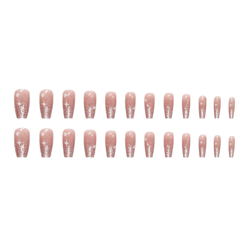 馨枕居 粉星星爱心  穿戴甲 中梯粉色晕染 可爱