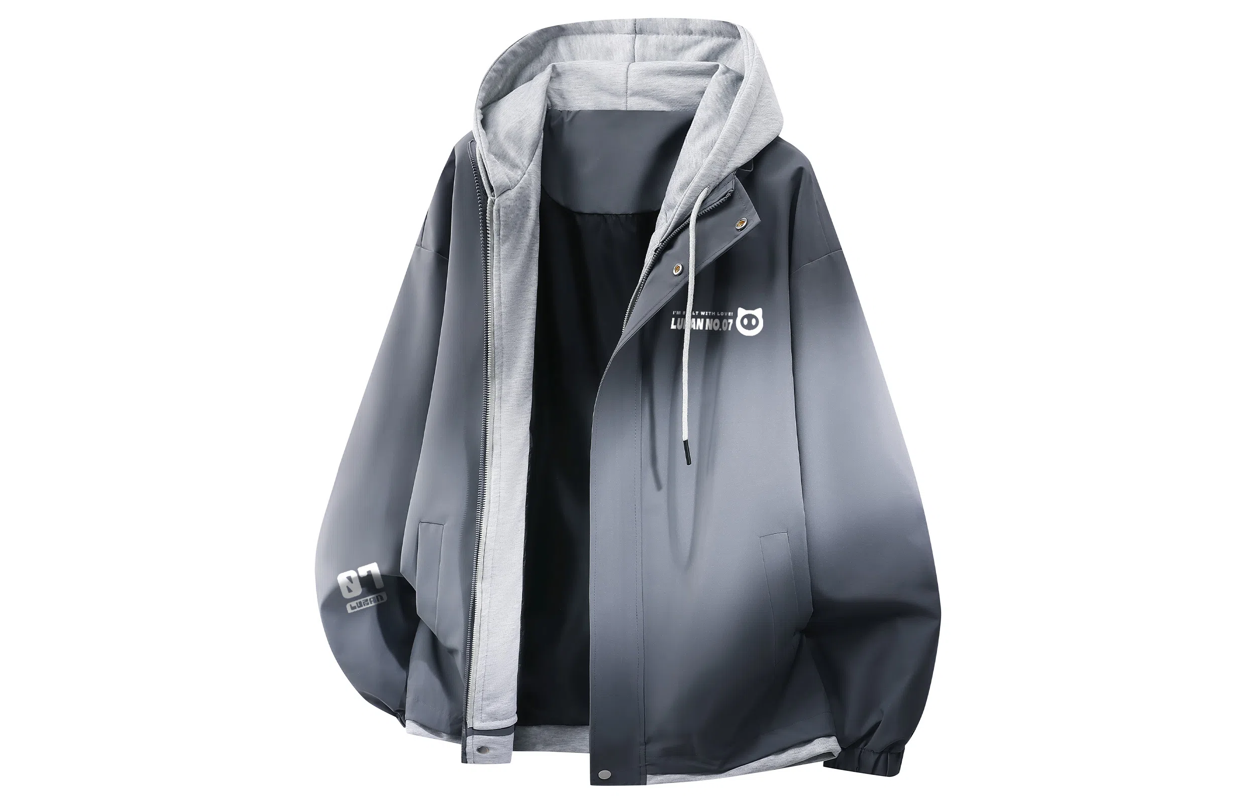 王者荣耀 鲁班七号星空梦想款 美式复古高街假两件基础款撞色拼接连帽长袖高级感户外运动休闲宽松通勤百搭外套夹克 男女同款