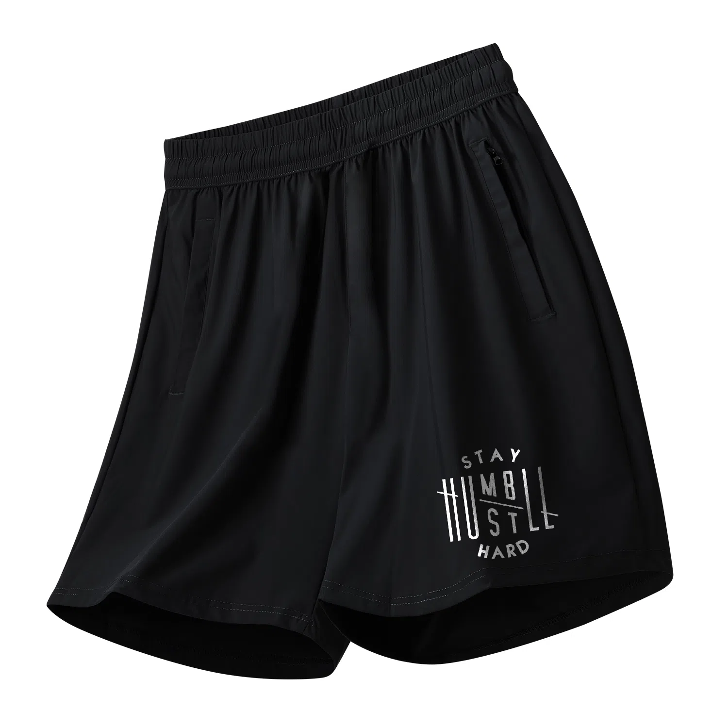 纳趣 字母印花宽松直筒五分裤百搭户外透气速干休闲短裤 男款 黑色