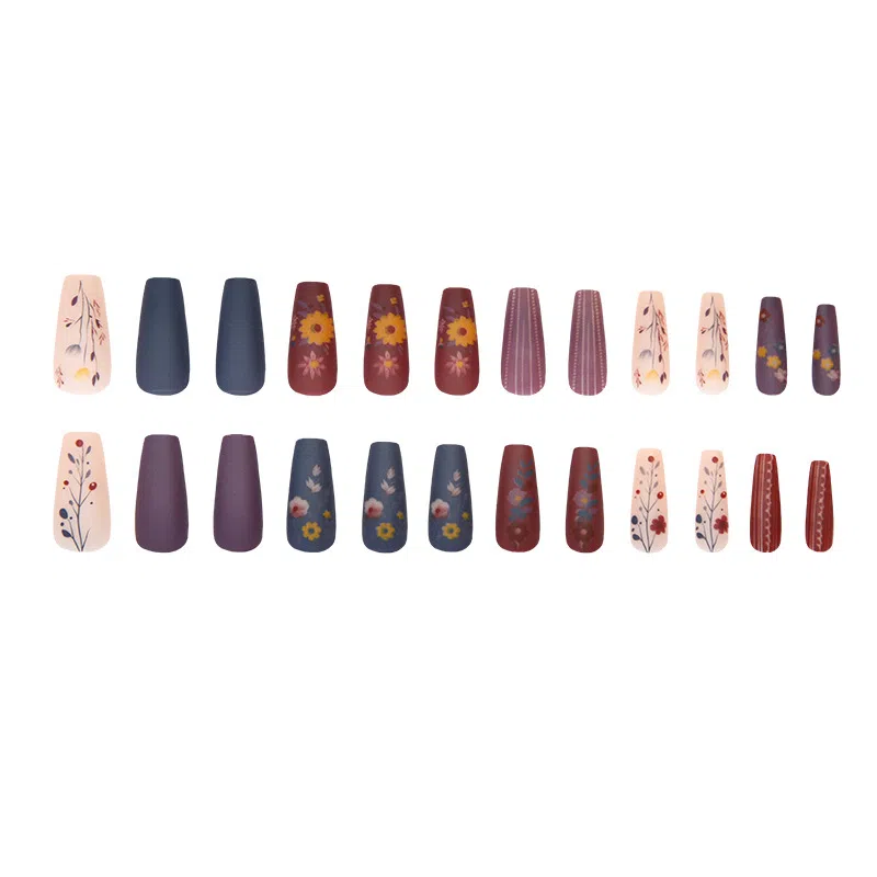 馨枕居 复古磨砂小花条纹  穿戴甲 中梯紫色跳色 可爱