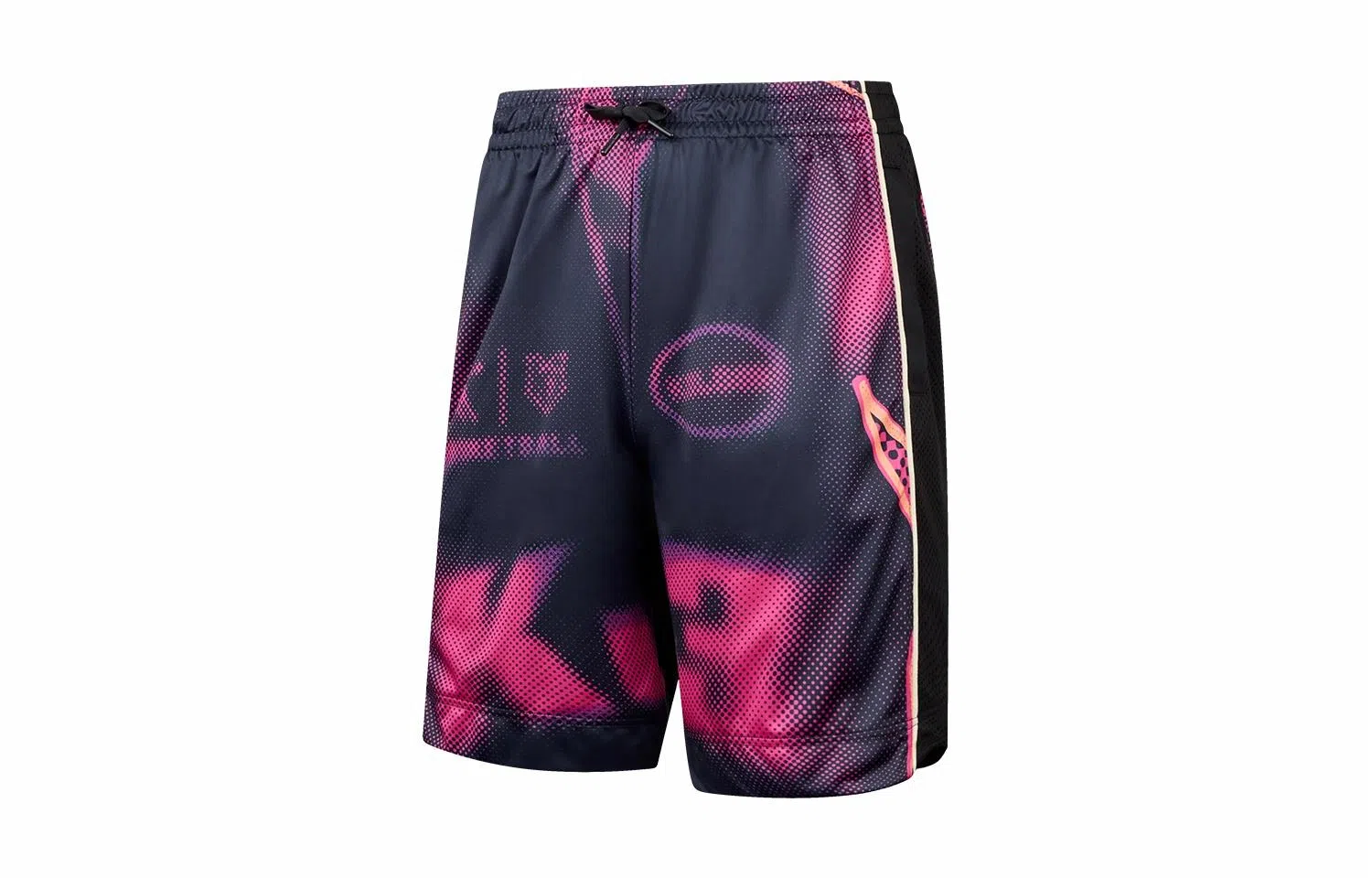 乔丹 满印中腰系带舒适透气直筒篮球裤 男款 智能粉印花/黑色