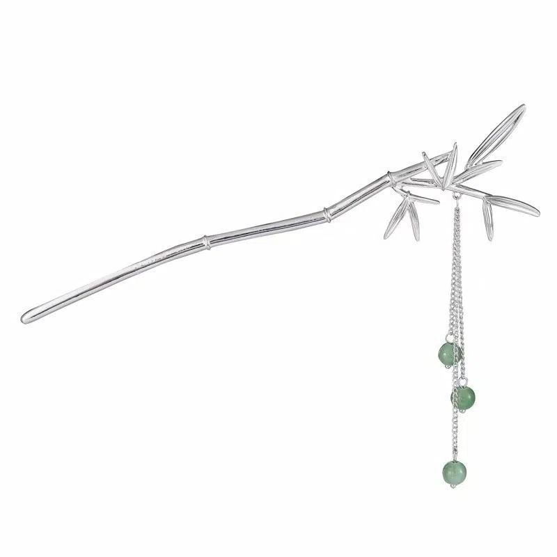 【节节高】 指尖瑰宝 竹叶流苏步摇古风简约小众复古气质盘发新中式清冷高级感步摇事业学业双上岸日常通勤百搭 镀银 发簪 女款