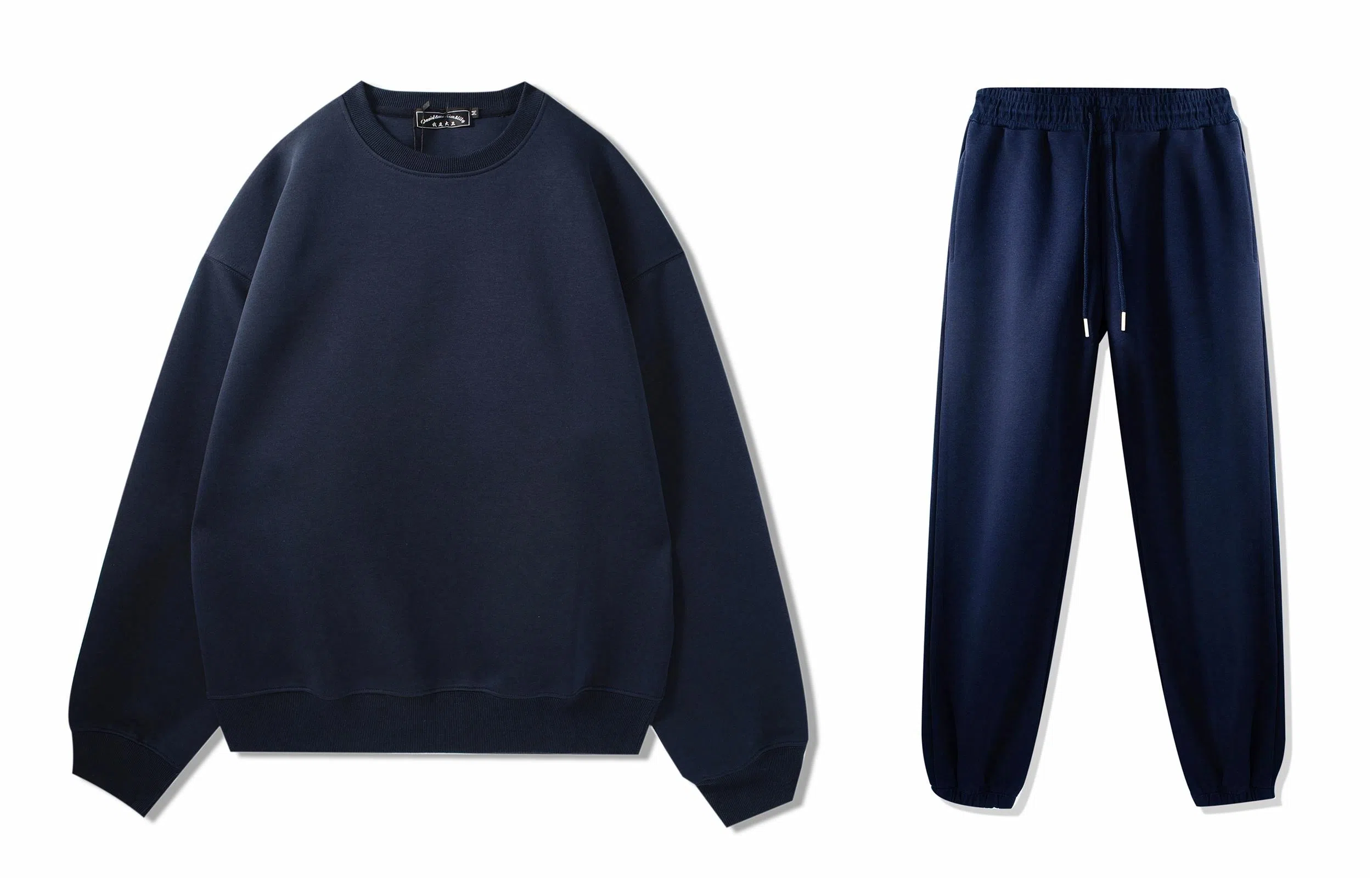 我是大卫 运动宽松圆领潮流休闲束脚卫衣套装 男女同款 藏青色