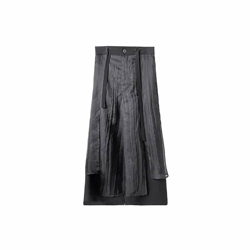 幻象者 原创设计宽松直筒八分裤子武士裤裙休闲裤 男女同款 黑色