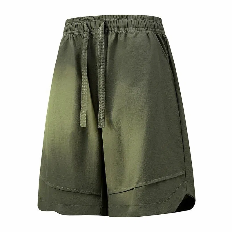 兰缪 日系简约纯色基础款日常通勤舒适美式复古透气户外运动百搭宽松五分裤休闲短裤 男女同款