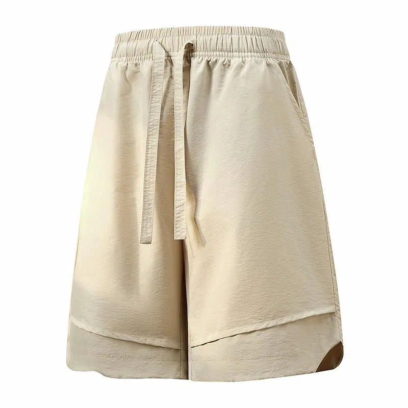 兰缪 日系简约纯色基础款日常通勤舒适美式复古透气户外运动百搭宽松五分裤休闲短裤 男女同款