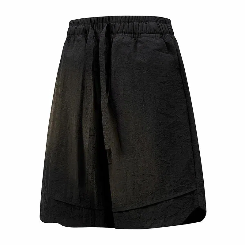 兰缪 日系简约纯色基础款日常通勤舒适美式复古透气户外运动百搭宽松五分裤休闲短裤 男女同款