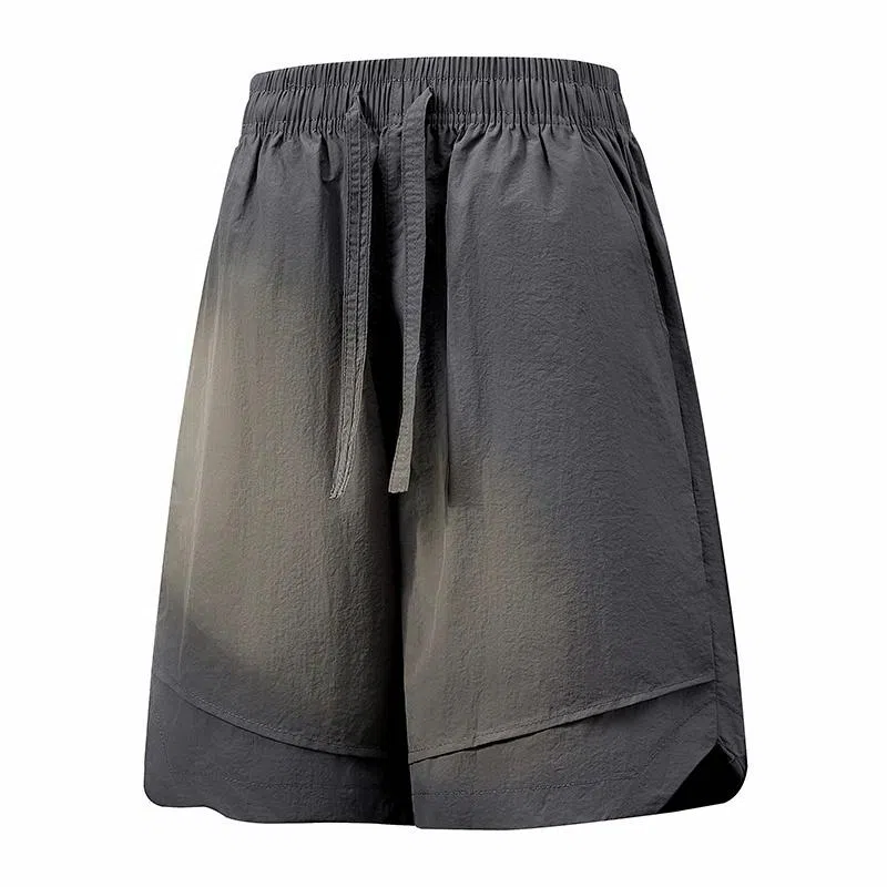 兰缪 日系简约纯色基础款日常通勤舒适美式复古透气户外运动百搭宽松五分裤休闲短裤 男女同款